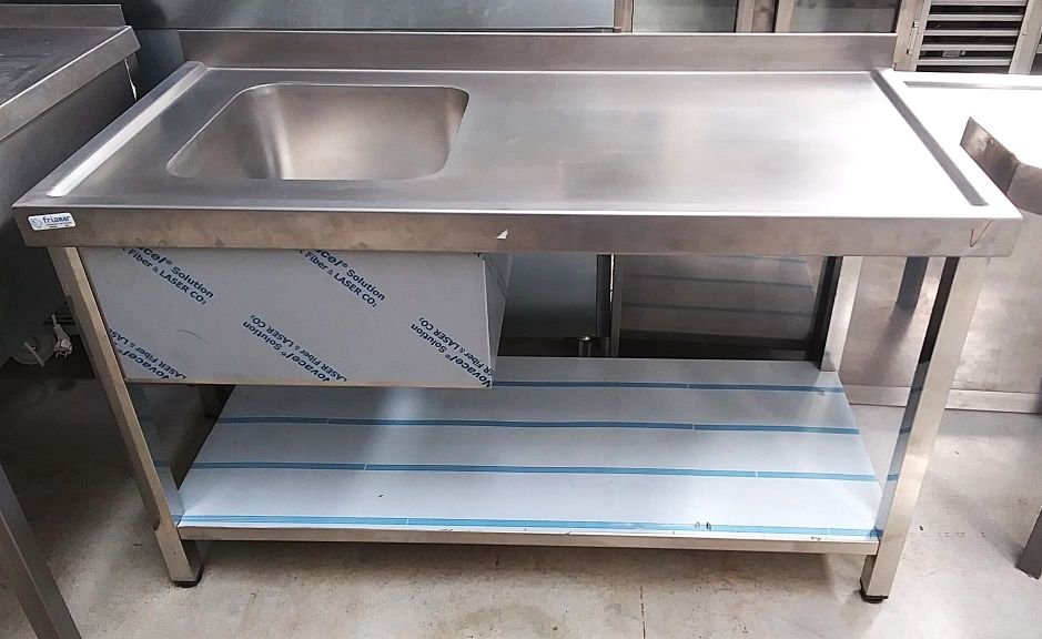 Fregadero 1300mm Fondo 60cm Alto 77cm Acero Inox con estante - Imagen 3